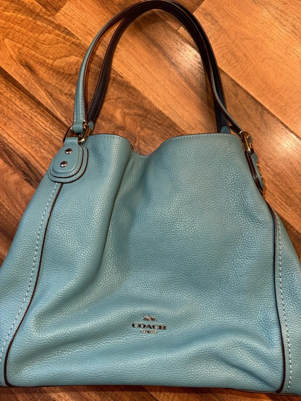Coach Edie 31 Pebbled Leather Hobo Bag in Aqua - Picture 1 of 6